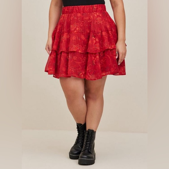 NWT 2X Mini Crinkle Lurex Tiered Skirt - Picture 12 of 12